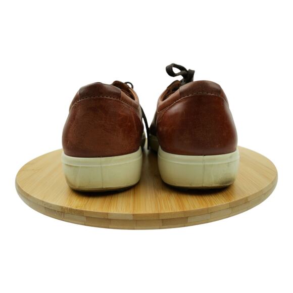 Ecco Soft 7 Shoes Lace Up Sneaker Size US 10-10.5 EU 44 Cognac Brown Leather - Picture 9 of 10